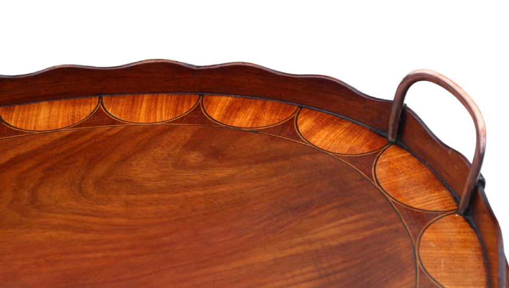 Edwardian mahogany and satin walnut tray on stand coffee table View IV