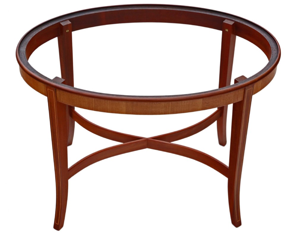 Edwardian mahogany and satin walnut tray on stand coffee table View VI