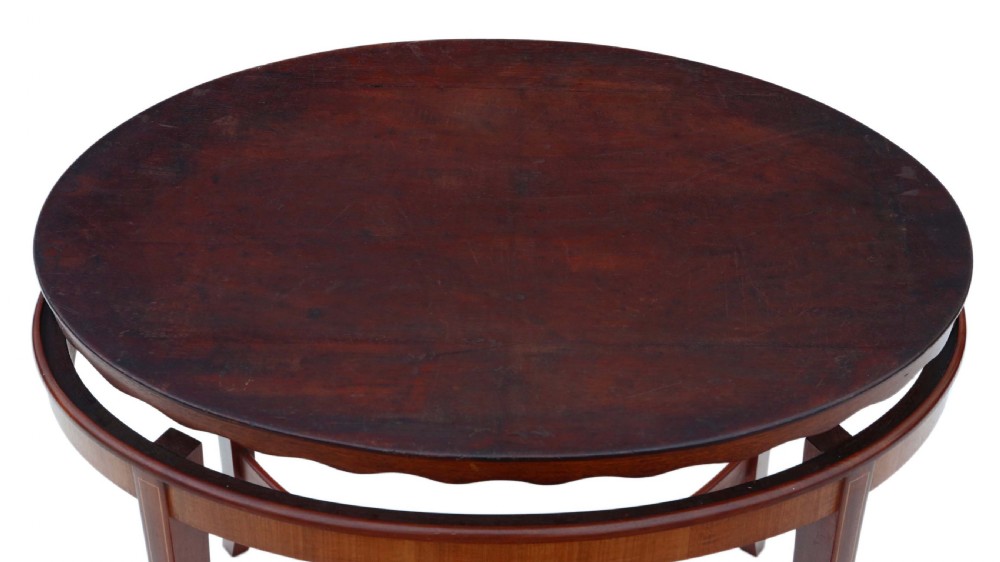 Edwardian mahogany and satin walnut tray on stand coffee table View VII