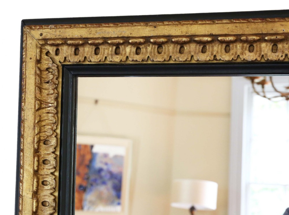 Large black and gilt 19th Century overmantle mirror  View II