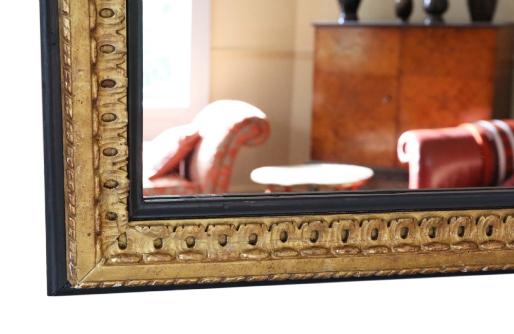 Large black and gilt 19th Century overmantle mirror  View III