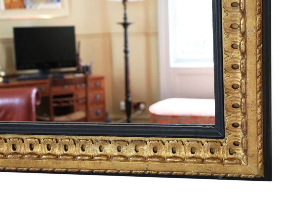 Large black and gilt 19th Century overmantle mirror  View IV