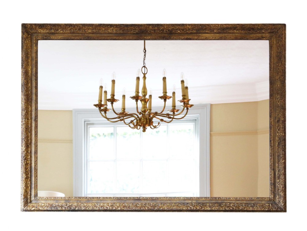 Large gilt 19th Century overmantle mirror 