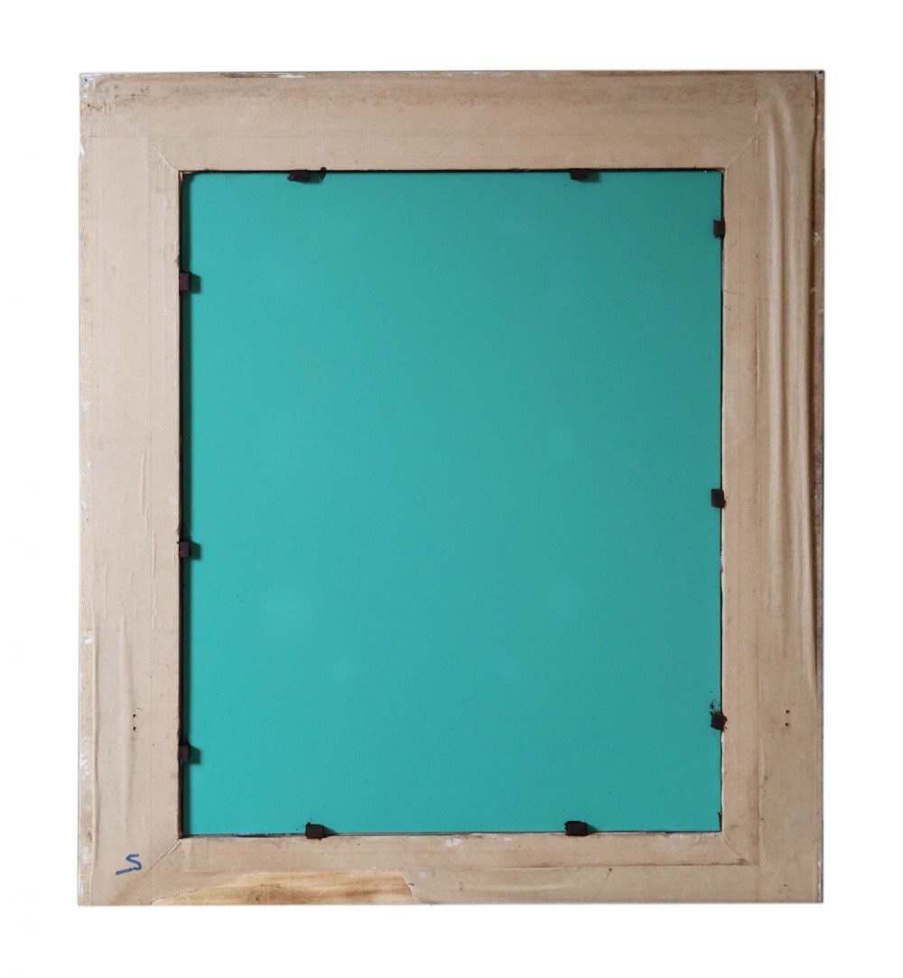 A large rectangular overmantel mirror featuring an off-white carved gesso frame decorated with scallop shell motifs, foliage, and corner crests. View VIII