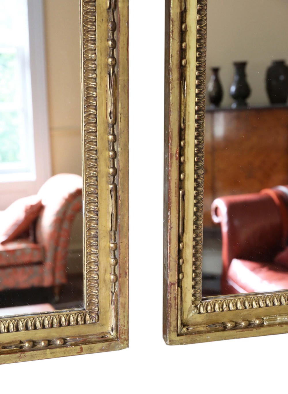 Large pair of gilt 19th Century overmantle mirrors  View X