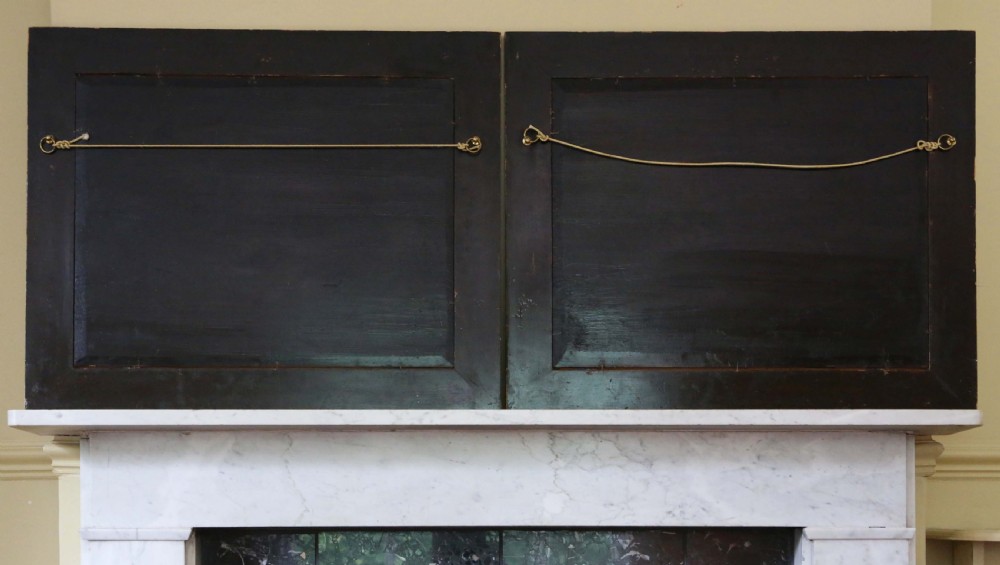 Large pair of black lacquer Japanese decorated wall mirrors View XIV