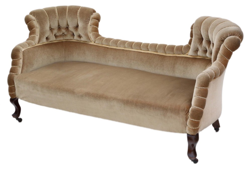 Small Victorian sofa dark dusky gold