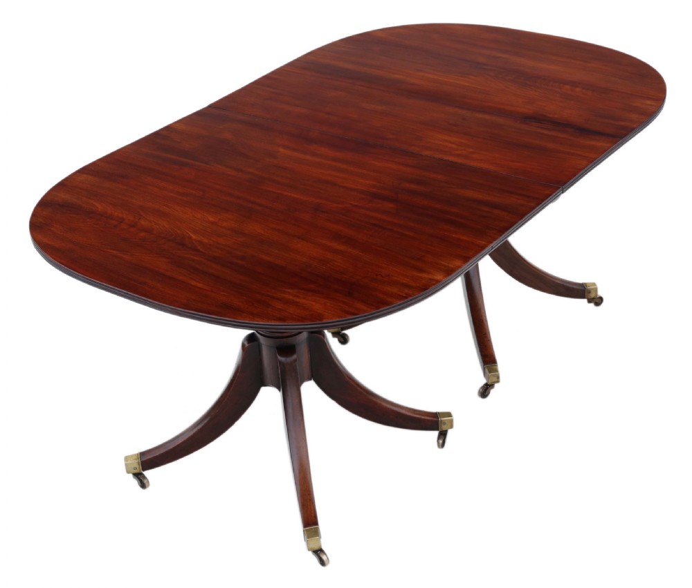 Mahogany extending pedestal dining table View IX