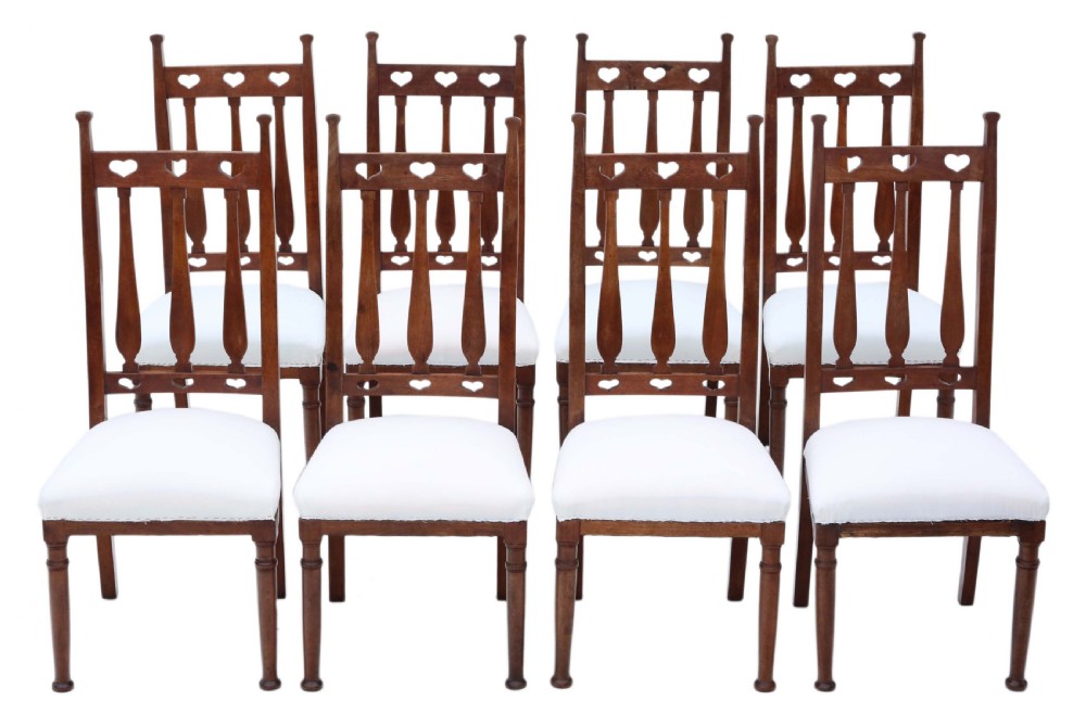 Set of 8 mahogany Art Nouveau dining chairs