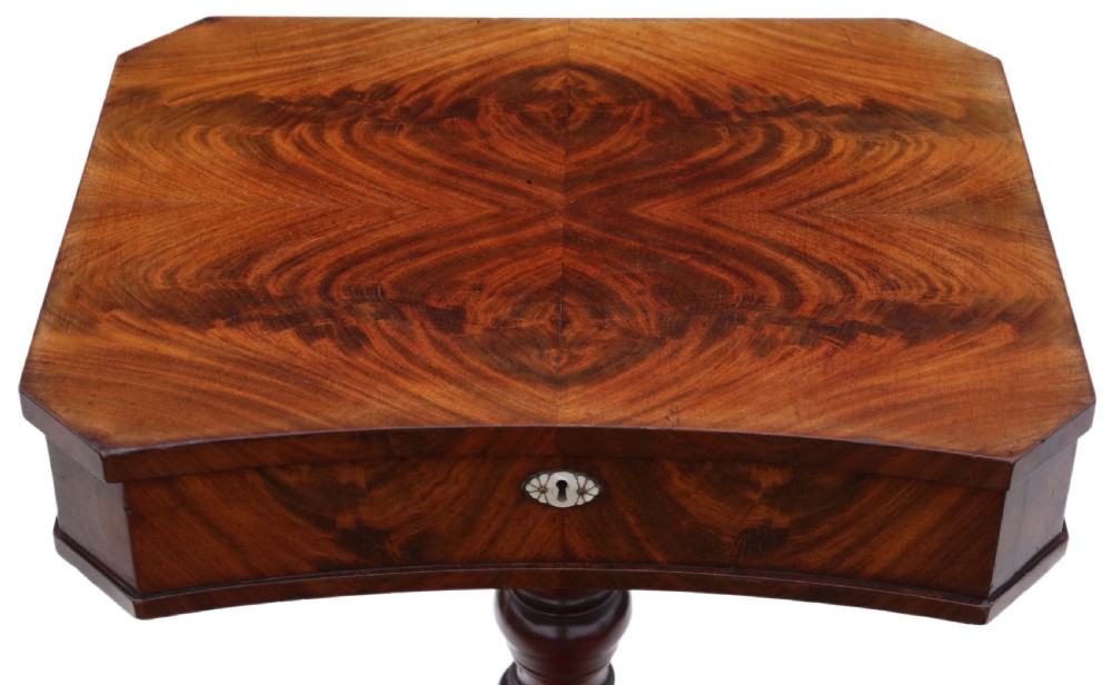 Victorian flame mahogany work table box View V