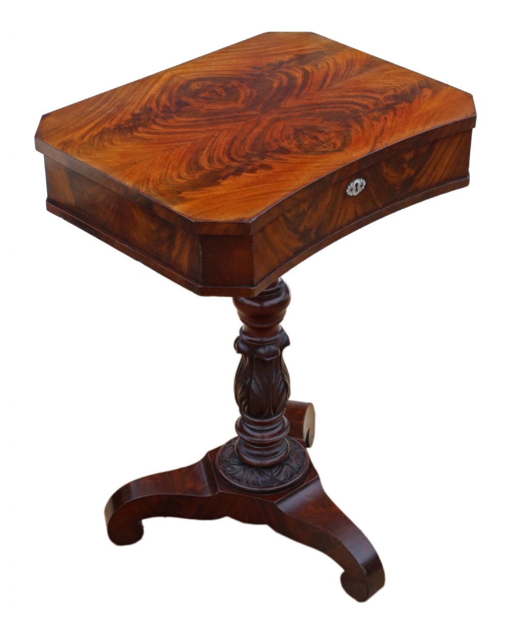 Victorian flame mahogany work table box View VIII