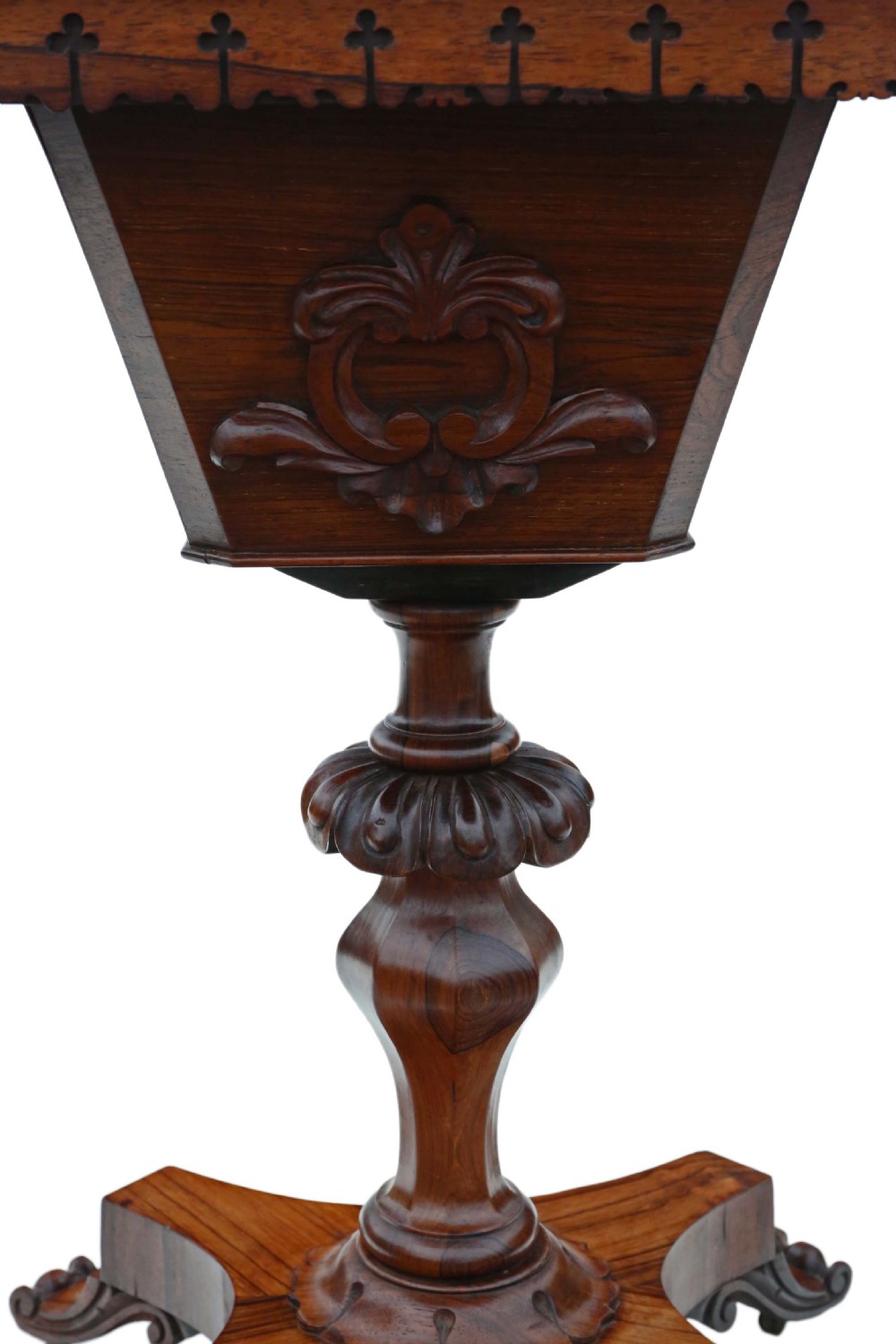 Victorian rosewood Gothic work table box View VI