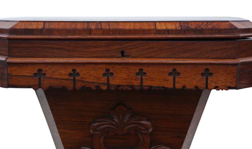 Victorian rosewood Gothic work table box View VII