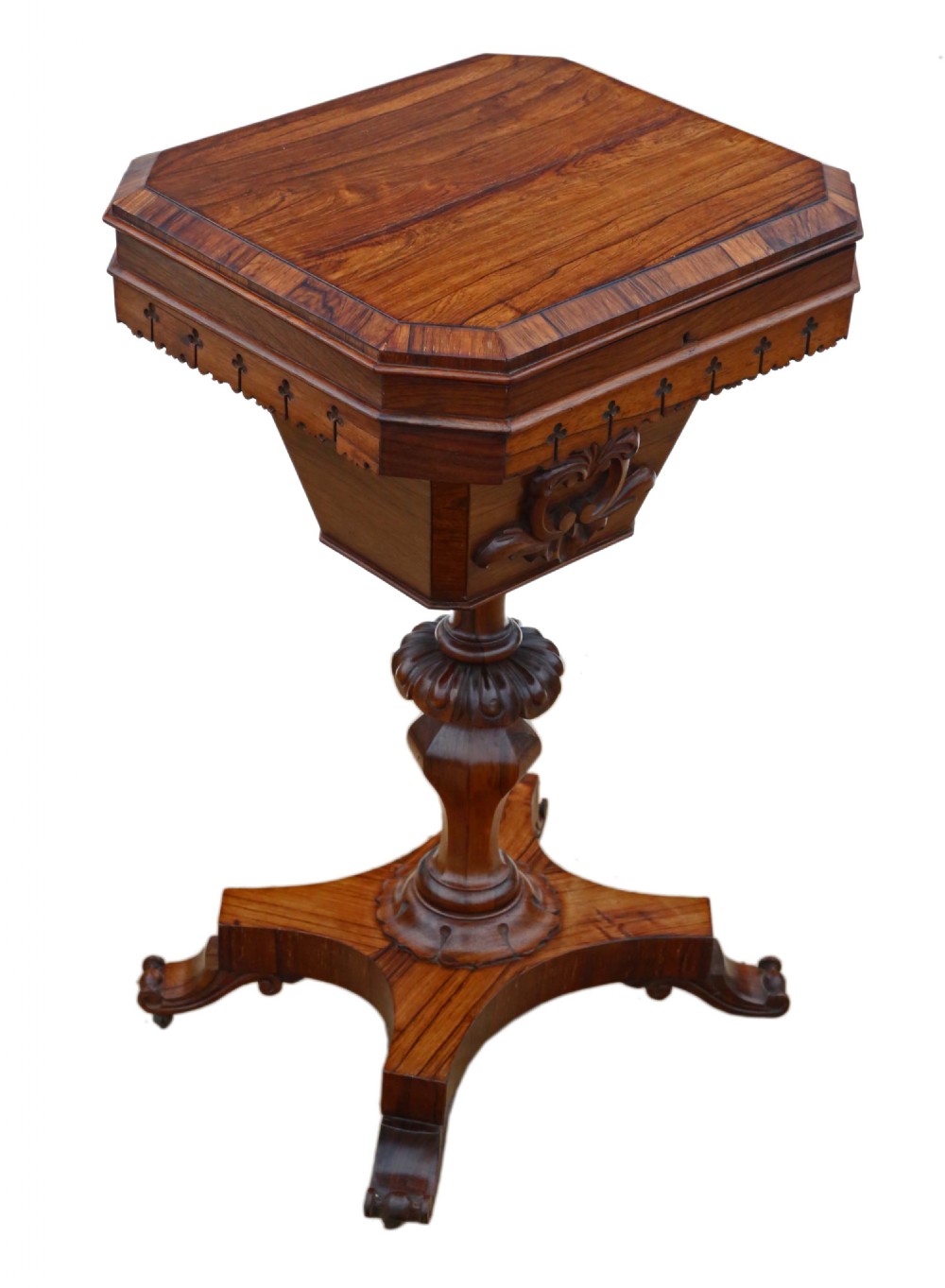 Victorian rosewood Gothic work table box View IX