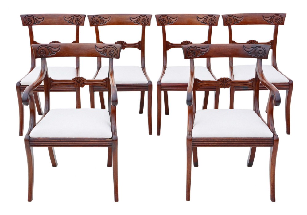 Set of six (4 +2) Regency Cuban mahogany dining chairs
