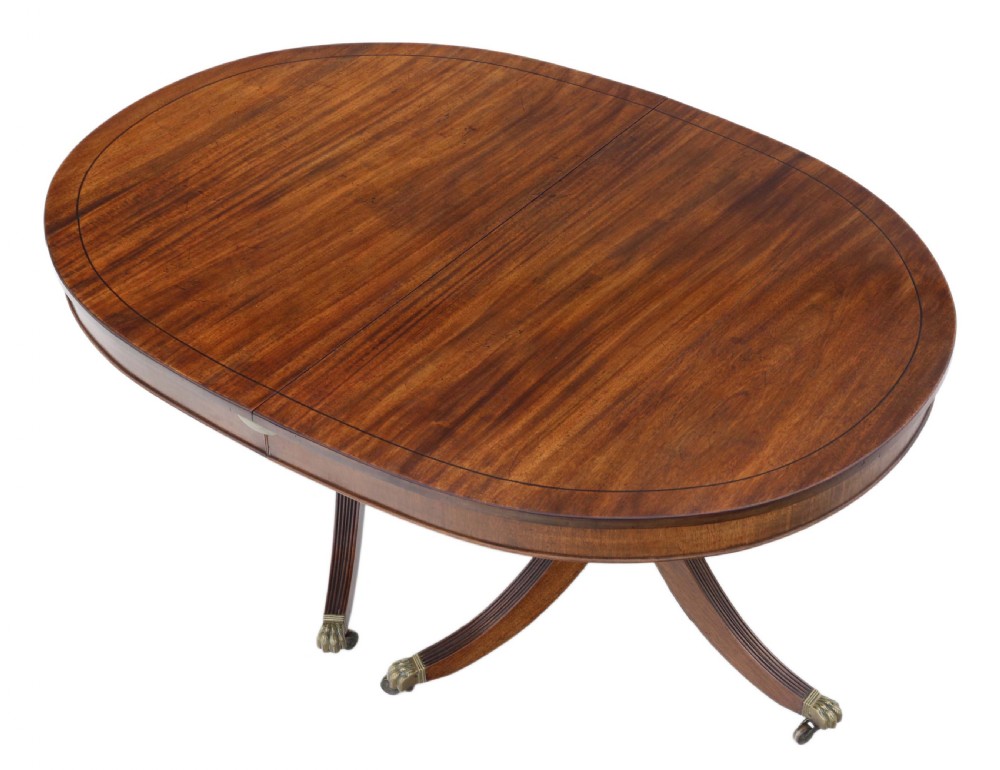 19th Century mahogany extending pedestal dining table View X