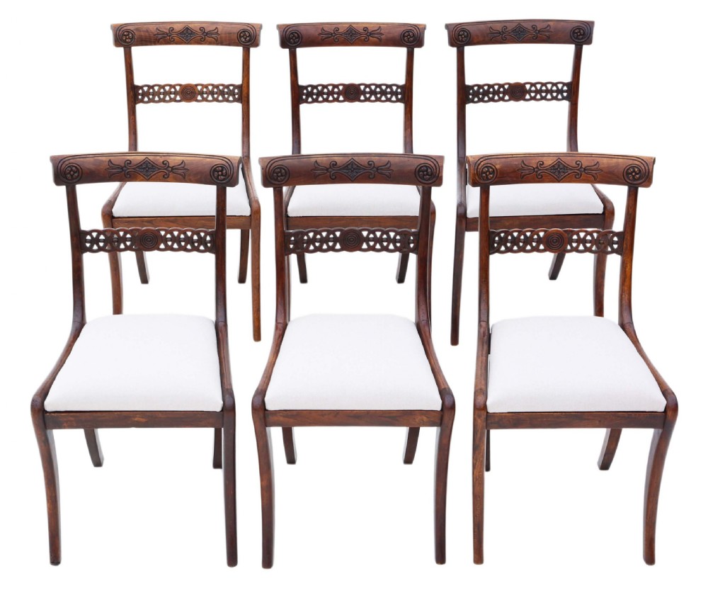 Set of 6 Regency faux rosewood (beech) dining chairs