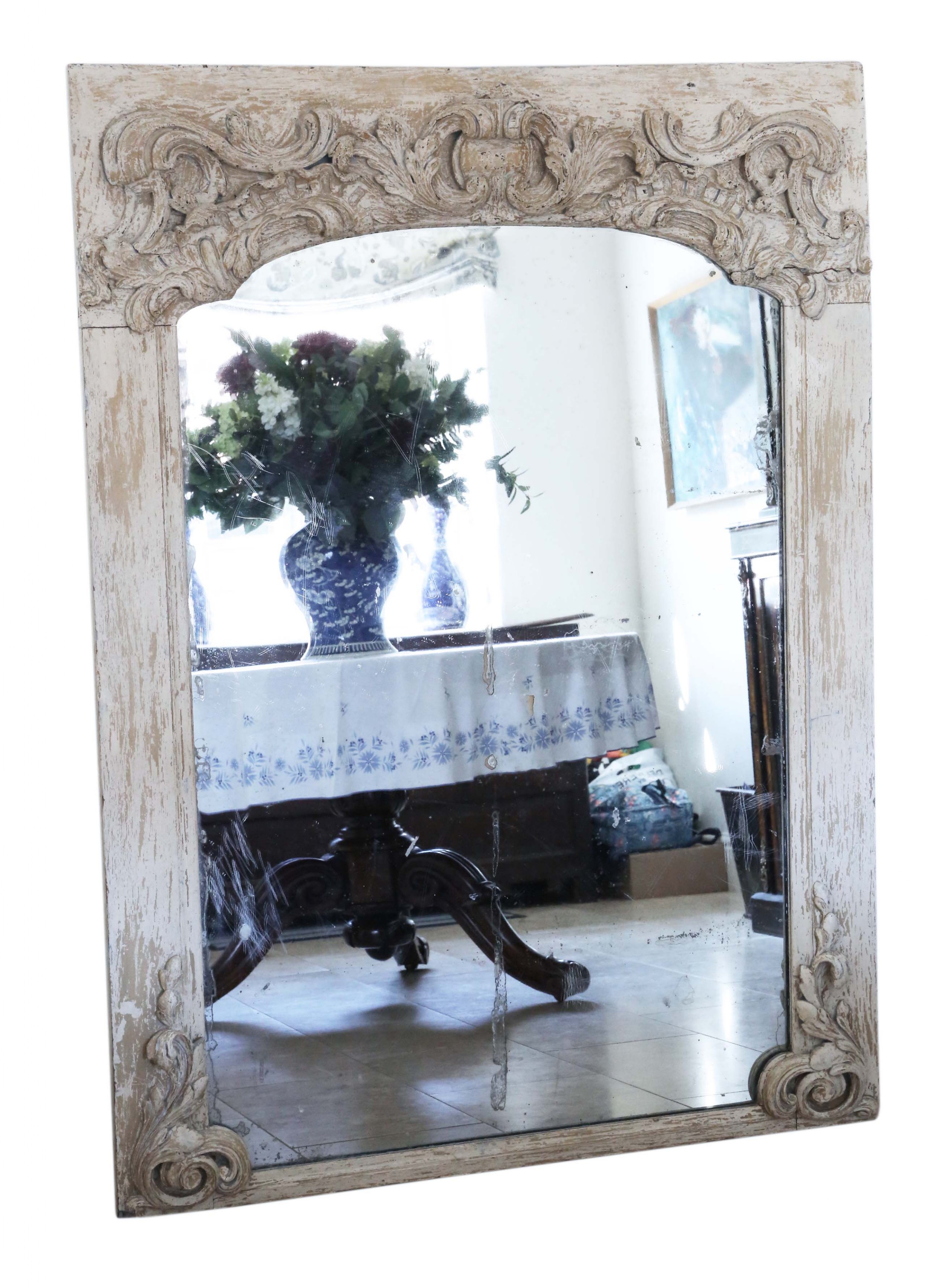 Large painted chateau overmantle wall mirror