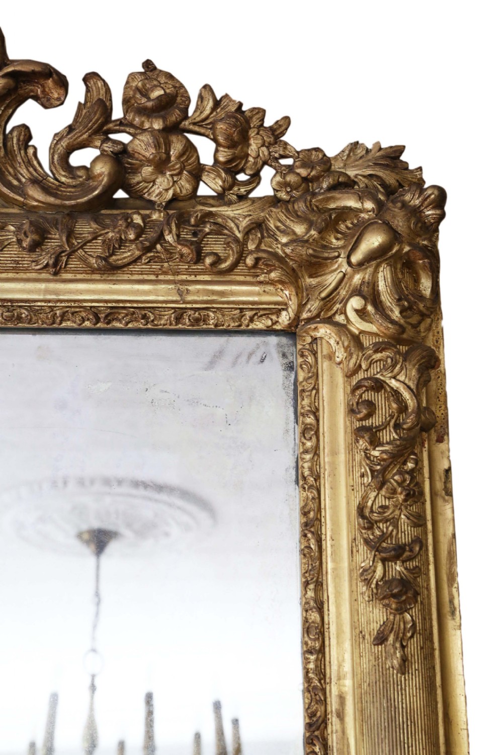 19th Century large gilt wall overmantle mirror  View III