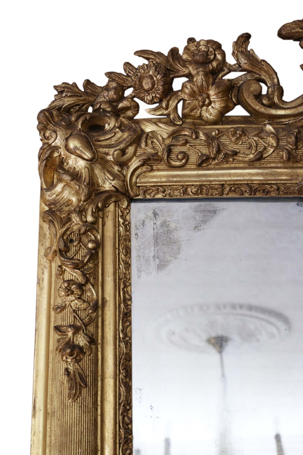 19th Century large gilt wall overmantle mirror  View IV