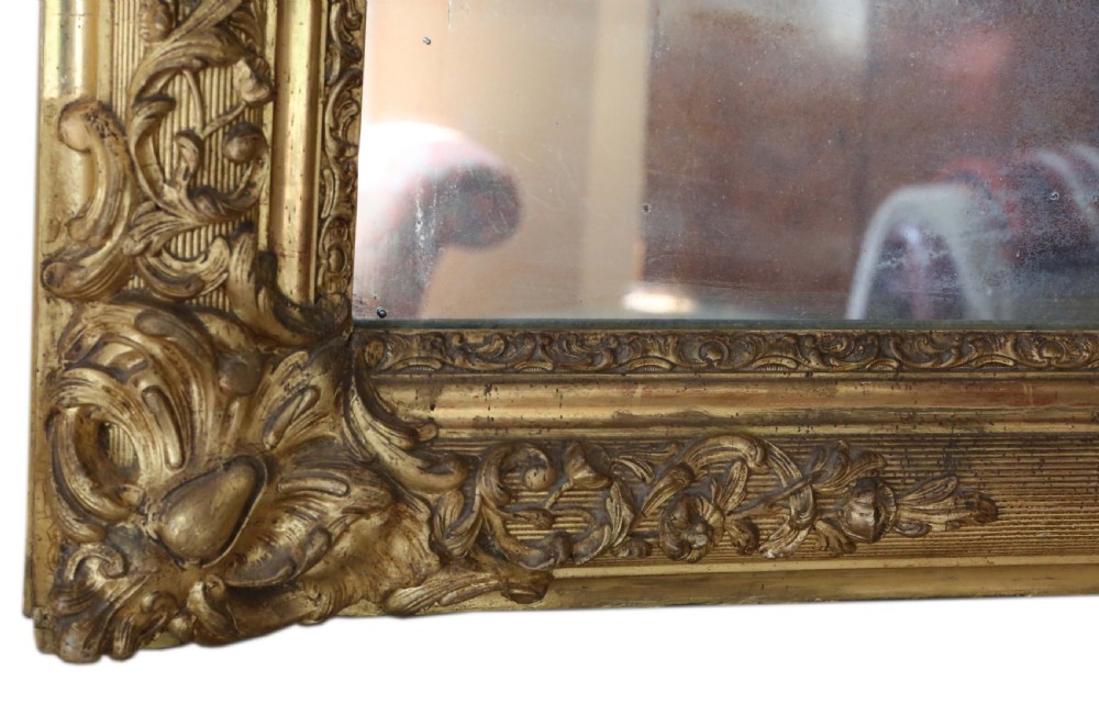 19th Century large gilt wall overmantle mirror  View V