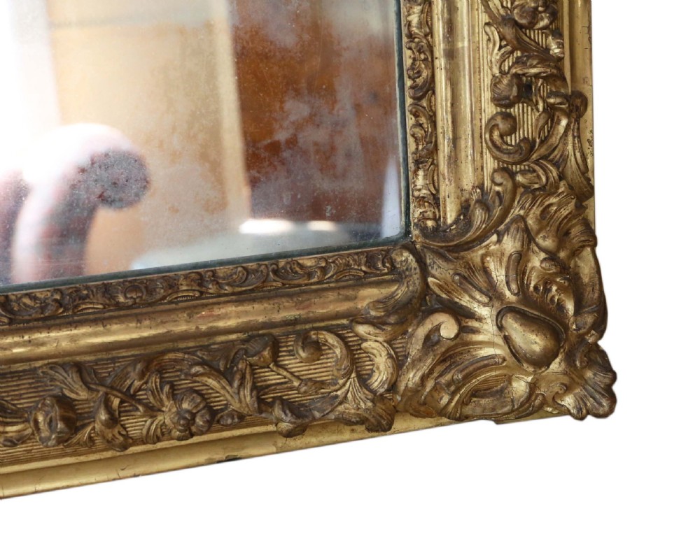 19th Century large gilt wall overmantle mirror  View VI