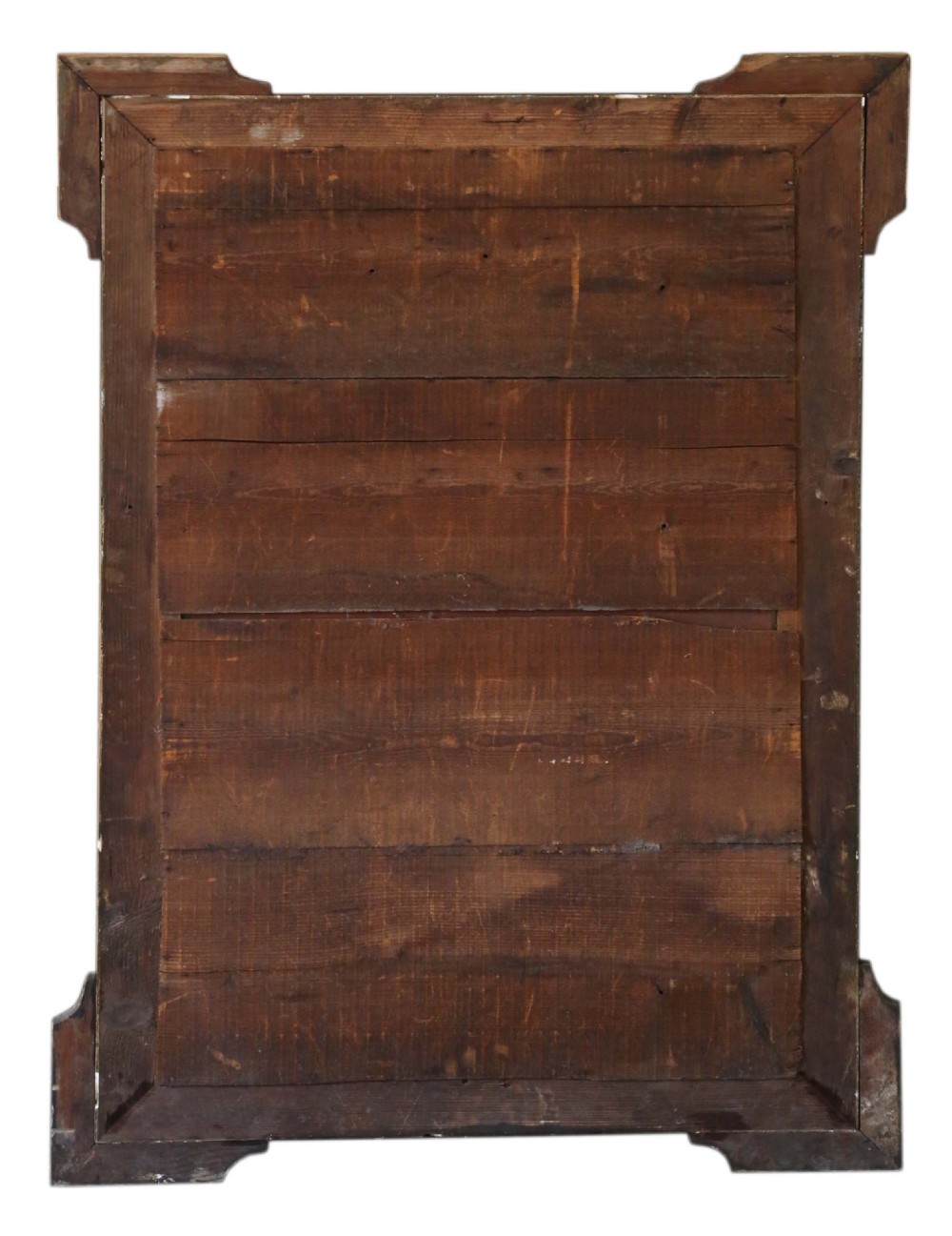 A large rectangular 19th-century giltwood mirror with foliate relief mouldings and corner ear projections. View VI