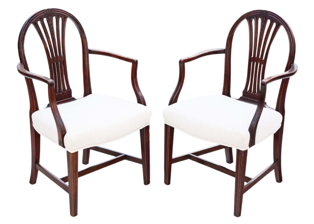 Pair of Georgian mahogany elbow chairs