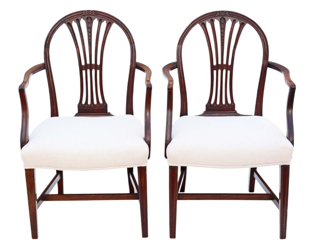 Pair of Georgian mahogany elbow chairs View II