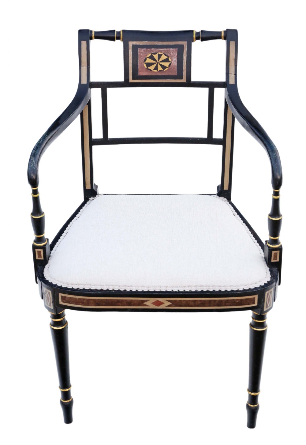 Regency ebonised elbow chair