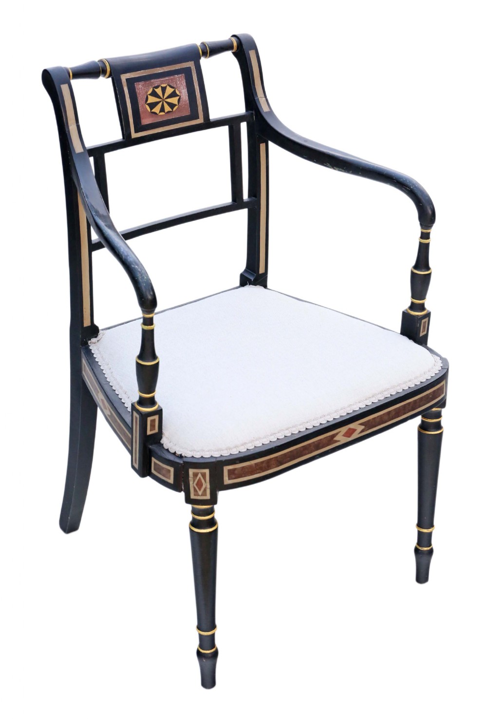 Regency ebonised elbow chair View II