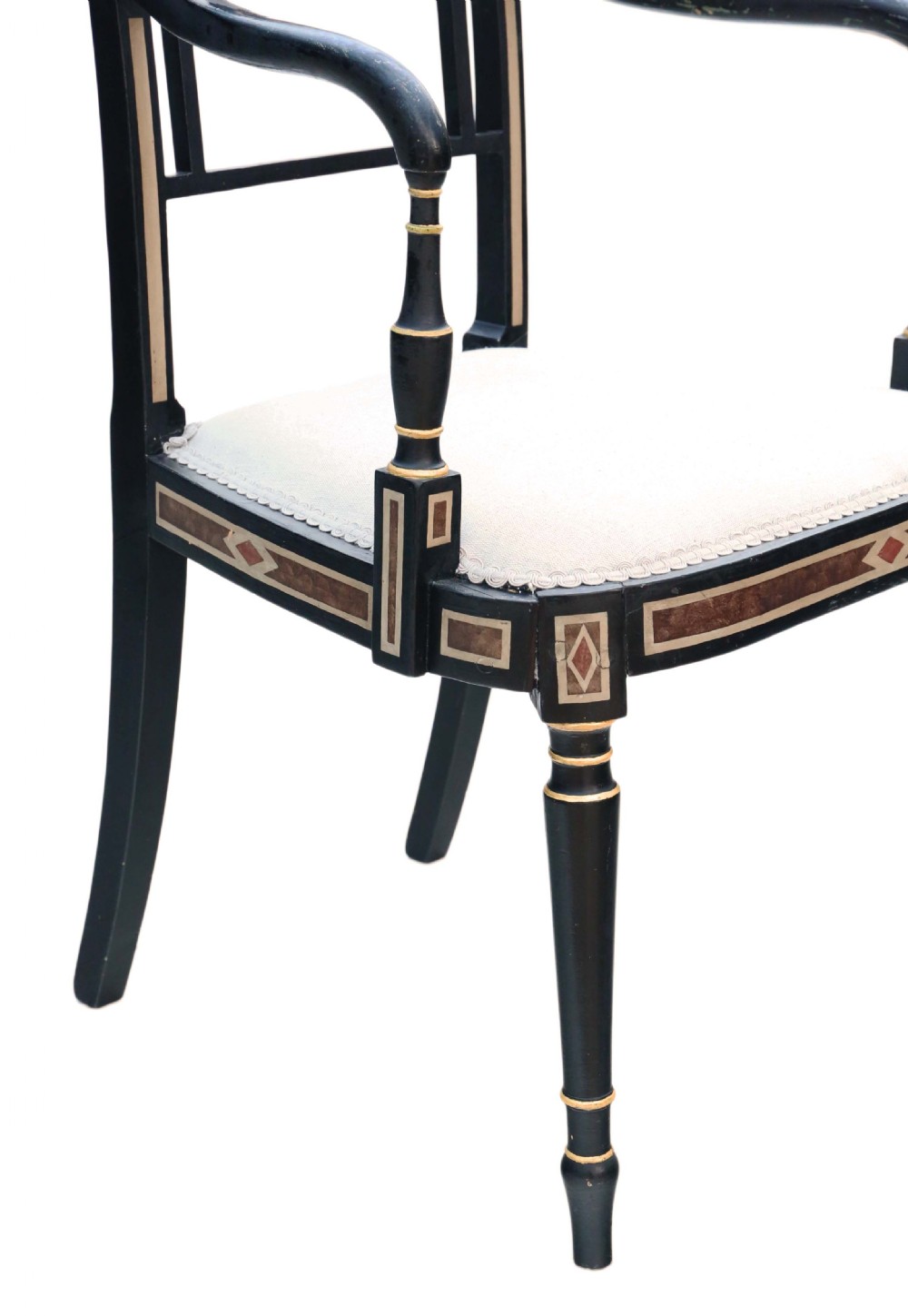 Regency ebonised elbow chair View III