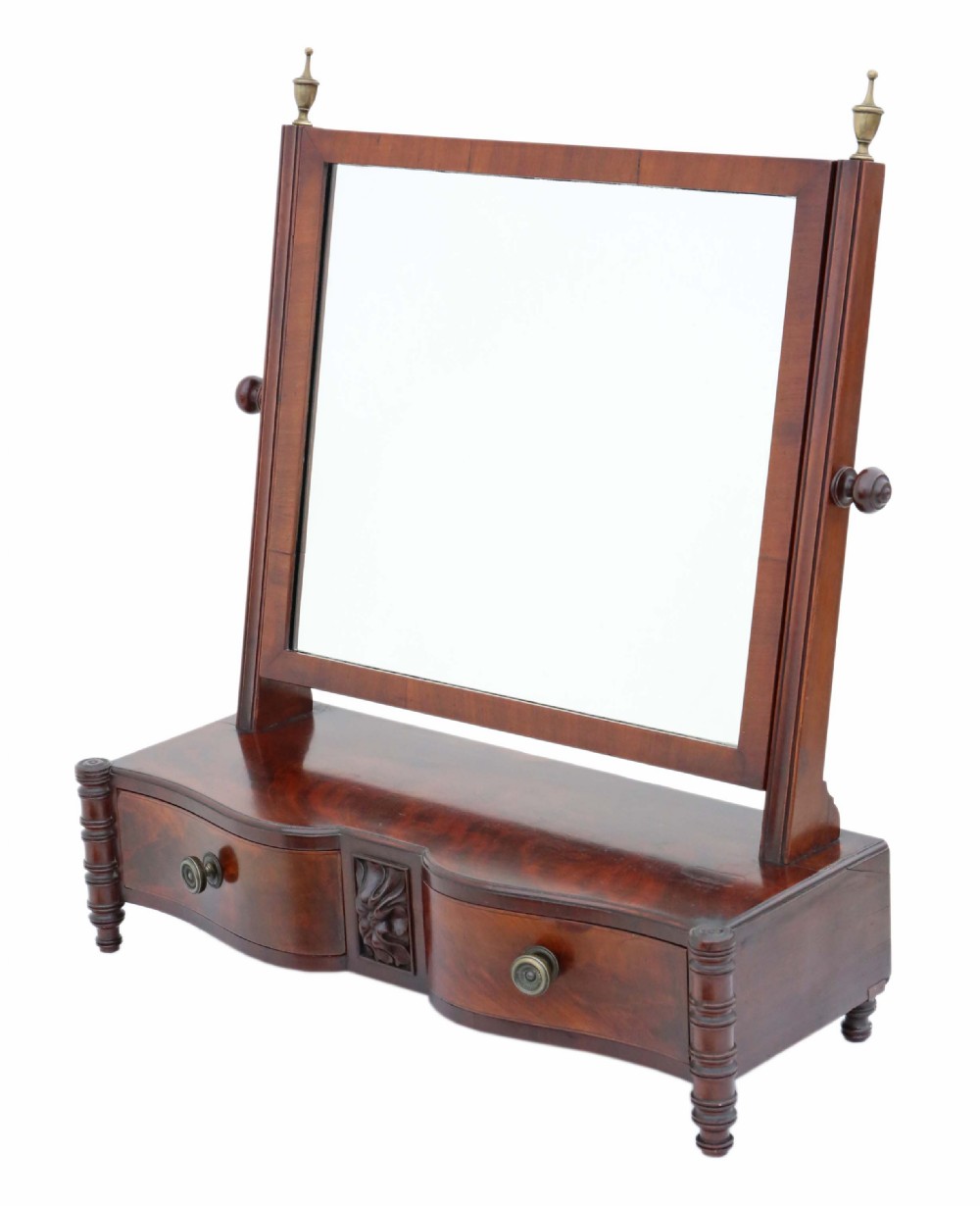 Regency mahogany serpentine dressing table mirror