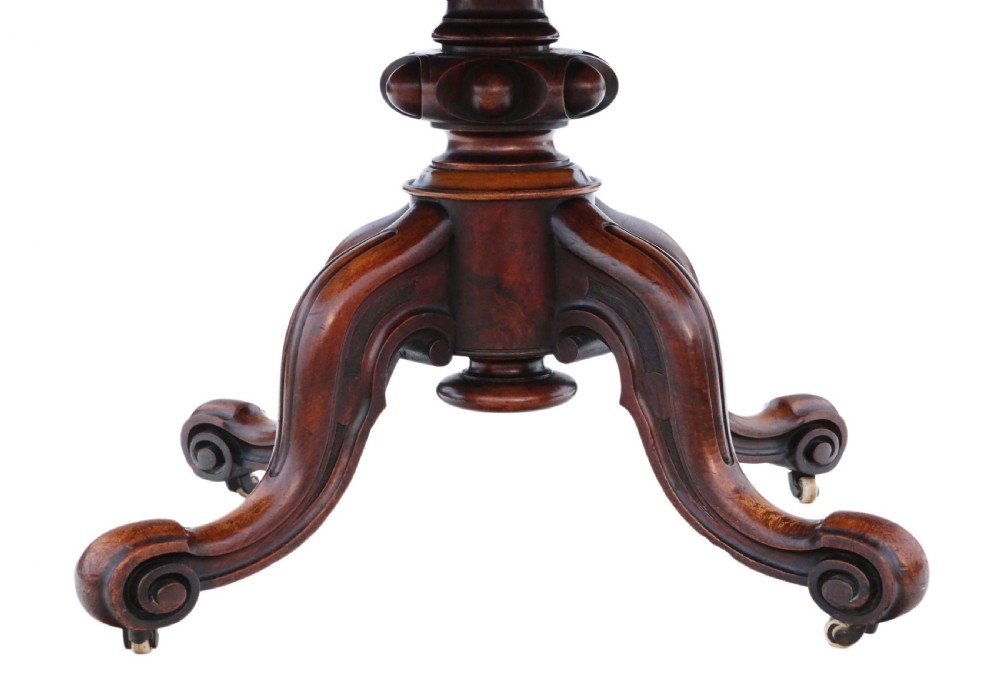 Victorian burr walnut oval tilt top loo table View IV