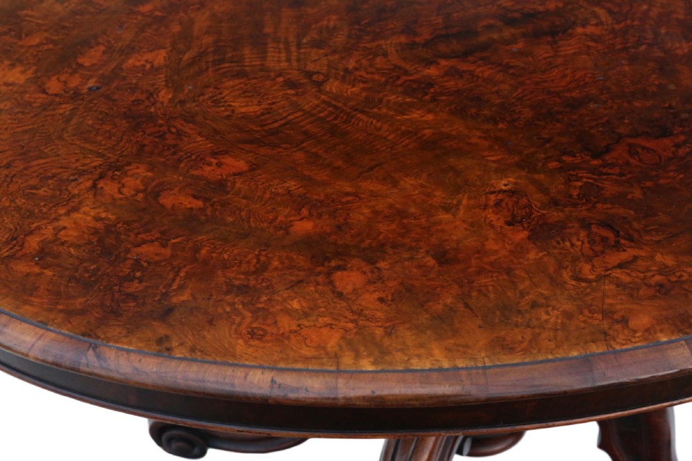 Victorian burr walnut oval tilt top loo table View VI