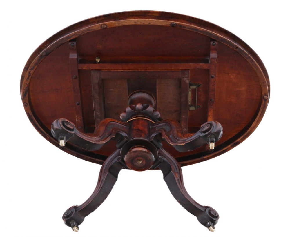 Victorian burr walnut oval tilt top loo table View VIII