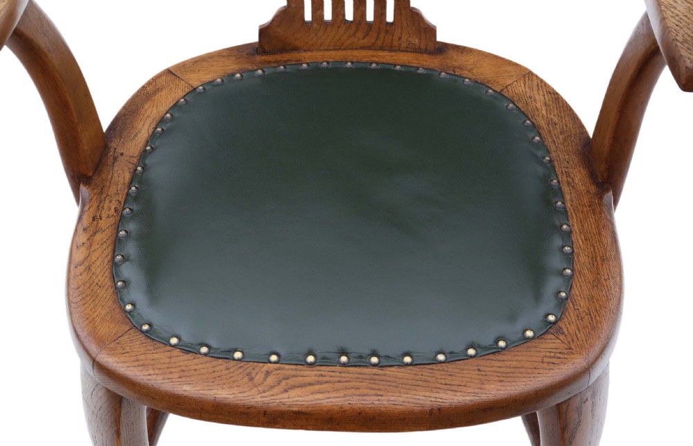 Victorian oak and leather desk chair View VI
