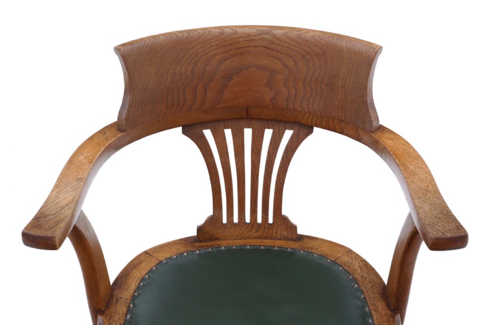 Victorian oak and leather desk chair View VII