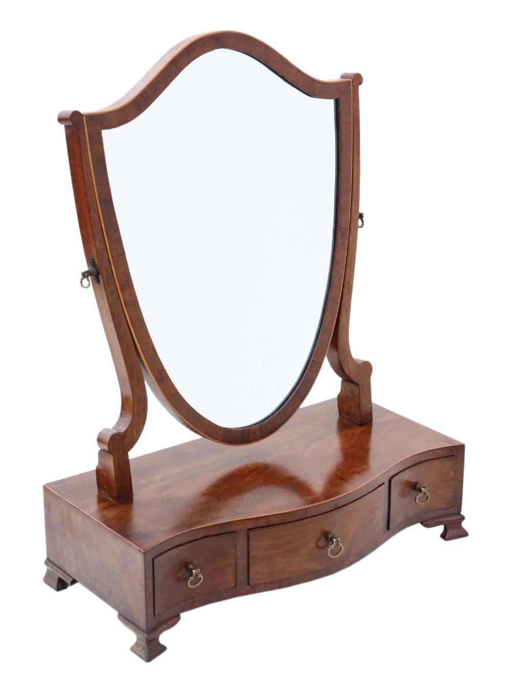 Georgian mahogany serpentine shield dressing table mirror View II