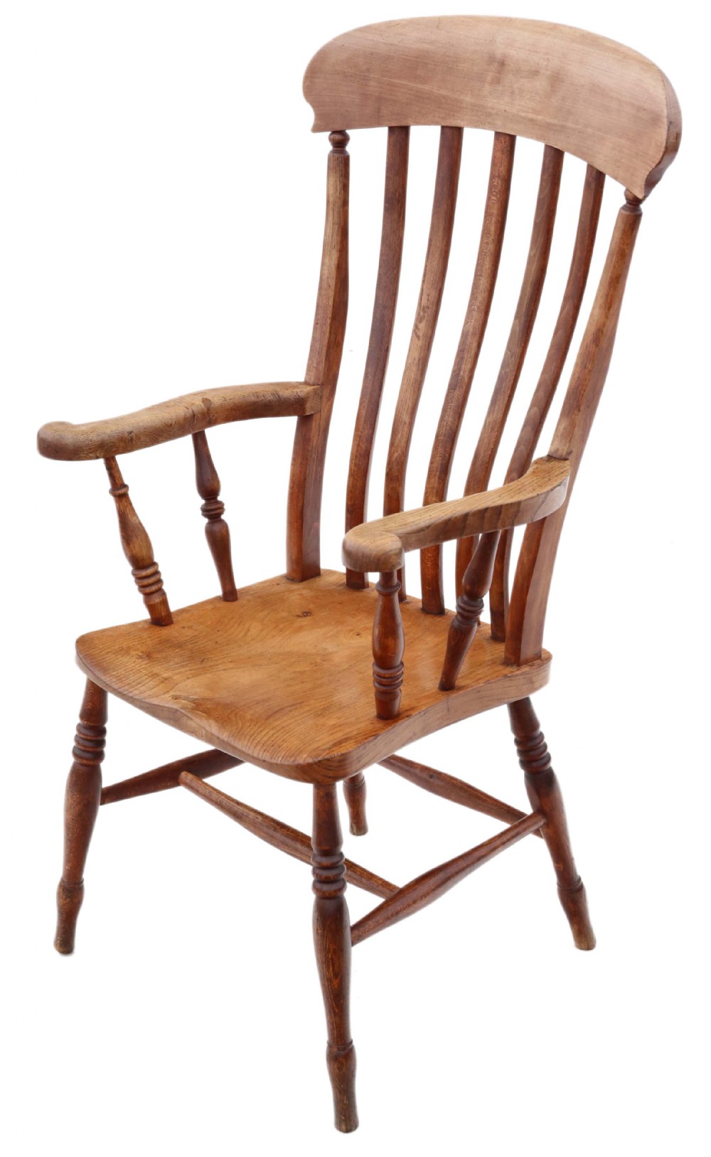 Victorian elm and beech Grandad Windsor chair