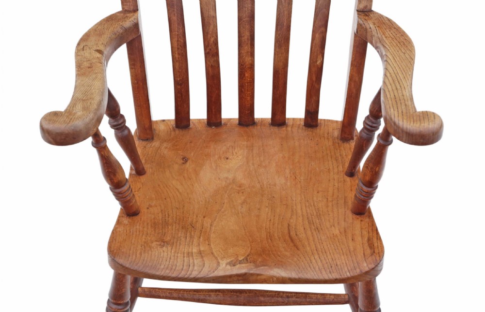 Victorian elm and beech Grandad Windsor chair View VI