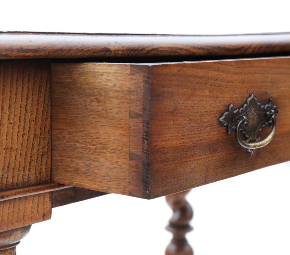 Charles II revival oak and elm writing desk View VI