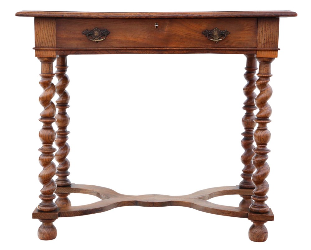 Charles II revival oak and elm writing desk View VIII