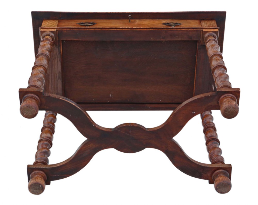 Charles II revival oak and elm writing desk View IX