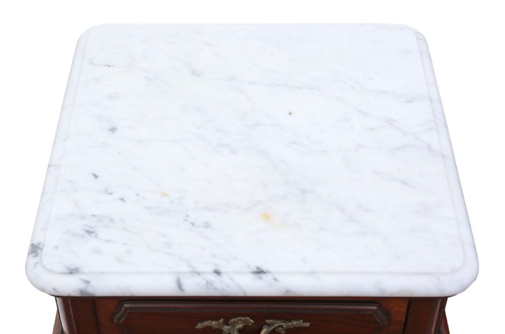 Pair of French marble top bedside tables View IV
