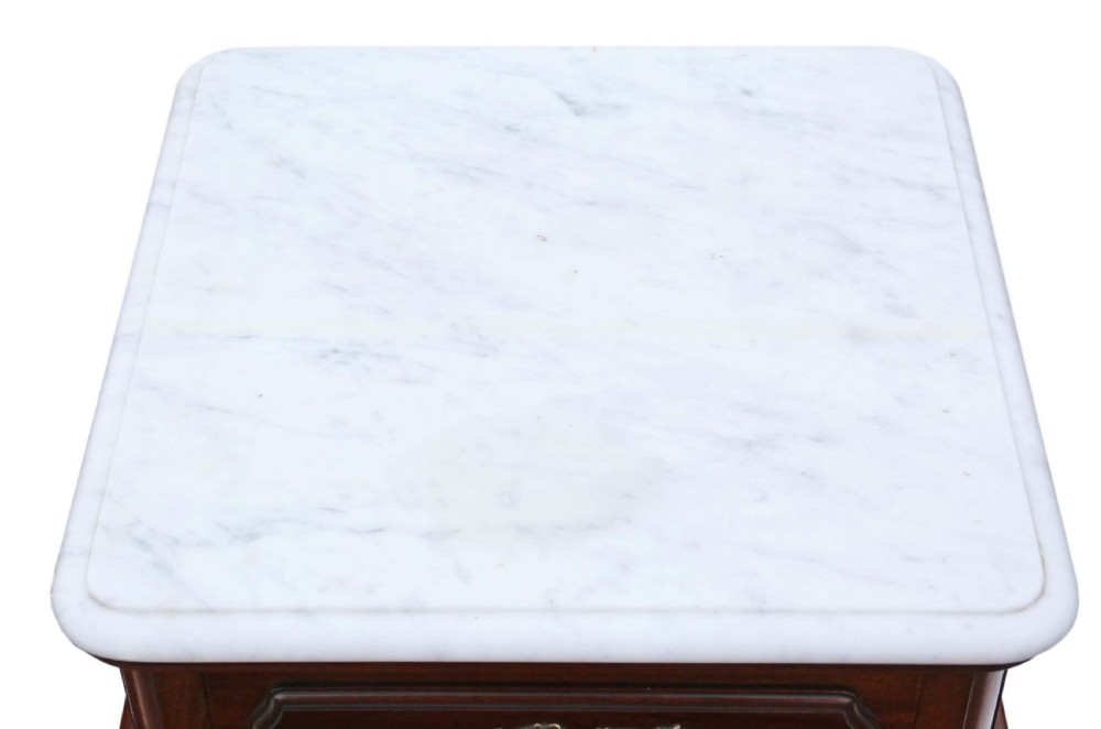 Pair of French marble top bedside tables View V