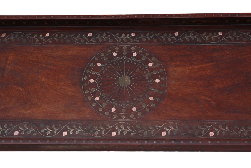 Brass and copper inlaid padauk Eastern serving tray View IV