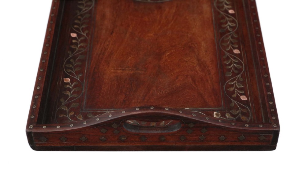 Brass and copper inlaid padauk Eastern serving tray View VI