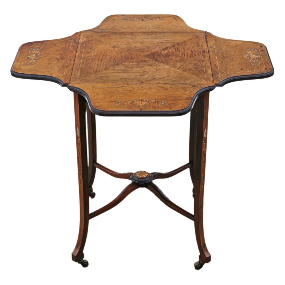Folding inlaid marquetry centre table
