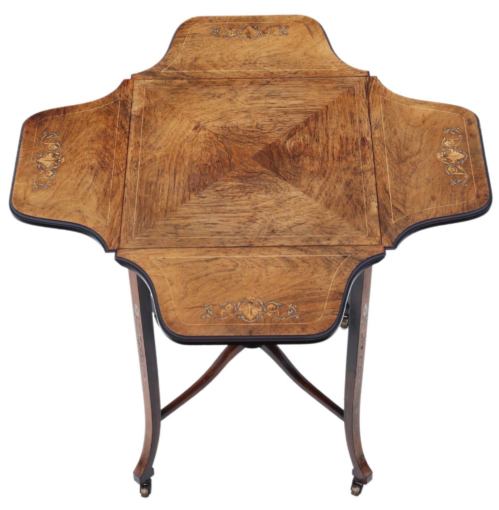 Folding inlaid marquetry centre table View II